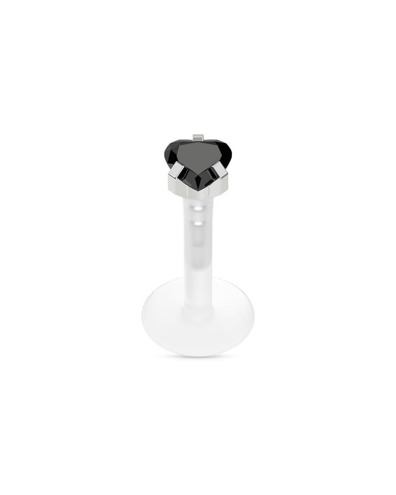 BioFlex Labret Style Nose Stud Ring Push Pin Heart Choose Your Color 16G Black $8.31 Body Jewelry