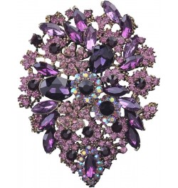 Large Multicolor Diamond Rhinestone Crystal Flower Brooch Pin For Women Purple $9.06 Brooches & Pins