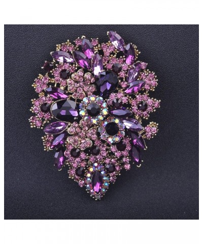 Large Multicolor Diamond Rhinestone Crystal Flower Brooch Pin For Women Purple $9.06 Brooches & Pins