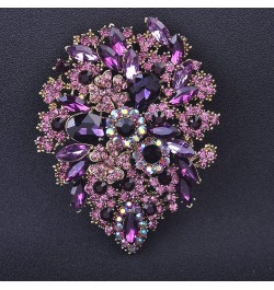 Large Multicolor Diamond Rhinestone Crystal Flower Brooch Pin For Women Purple $9.06 Brooches & Pins