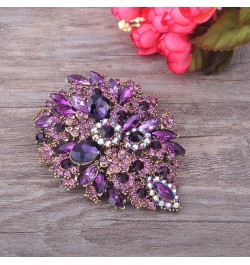 Large Multicolor Diamond Rhinestone Crystal Flower Brooch Pin For Women Purple $9.06 Brooches & Pins