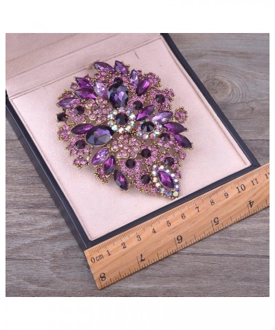 Large Multicolor Diamond Rhinestone Crystal Flower Brooch Pin For Women Purple $9.06 Brooches & Pins