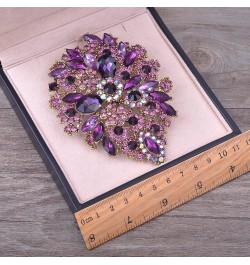 Large Multicolor Diamond Rhinestone Crystal Flower Brooch Pin For Women Purple $9.06 Brooches & Pins