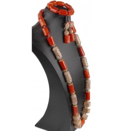 3 Rows African Artificial Coral Necklace Wedding Gift African Beads Jewelry Set 1 Row 1orange square $58.00 Others