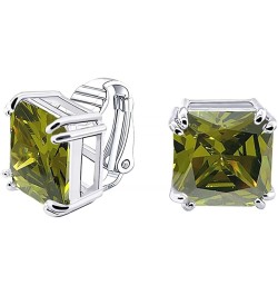 Traditional Classic Large Statement 5CT Square Princess Cut AAA CZ Solitaire Clip On Stud Earrings For Women Silver Plated No...