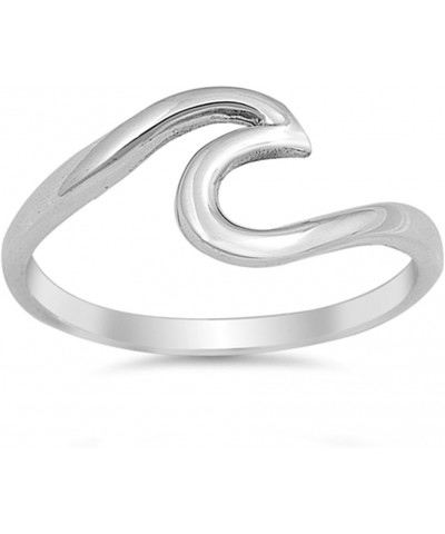 CHOOSE YOUR COLOR Sterling Silver Wave Ring Sterling Silver $11.47 Body Jewelry