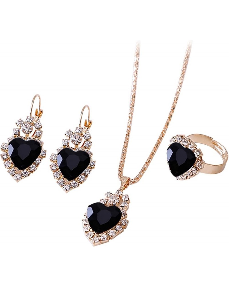 Jewelry Set for Women Girls 4 Pcs Set Rings Earrings Necklace Luxury Zircon Crystal Design Four-piece Jewelry Sets for Annive...