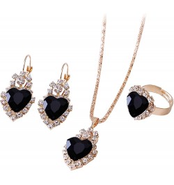 Jewelry Set for Women Girls 4 Pcs Set Rings Earrings Necklace Luxury Zircon Crystal Design Four-piece Jewelry Sets for Annive...