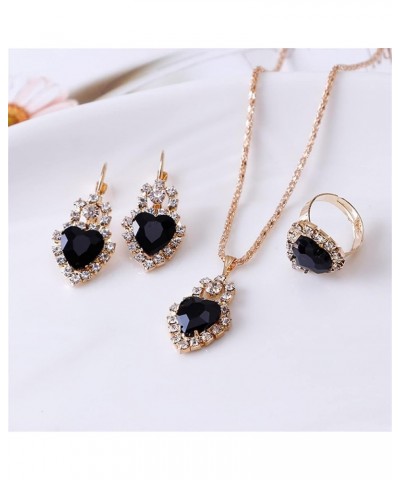 Jewelry Set for Women Girls 4 Pcs Set Rings Earrings Necklace Luxury Zircon Crystal Design Four-piece Jewelry Sets for Annive...