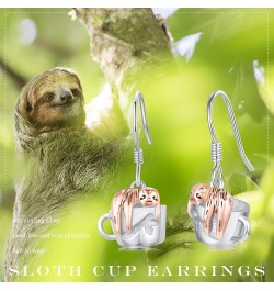 Sloth/Cat/Dog/Raccoon Earrings for Women 925 Sterling Silver Hypoallergenic Cup Dangle Earrings Animal Earrings Jewelry Gift ...