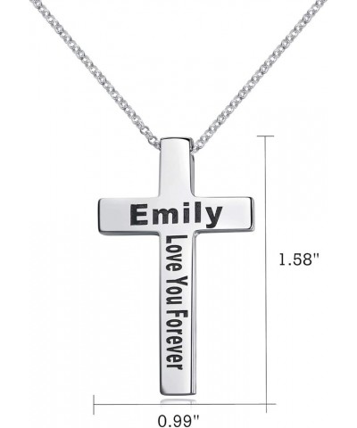 Engraved Cross Necklace Sterling Silver Personalized Pendant for Men Women Custom Made with Names Dates Silver $25.10 Necklaces