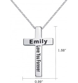 Engraved Cross Necklace Sterling Silver Personalized Pendant for Men Women Custom Made with Names Dates Silver $25.10 Necklaces