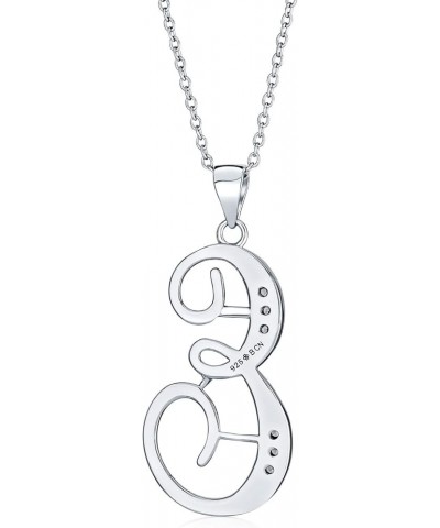 ABC Cubic Zirconia Pave CZ Cursive Script Letter Alphabet Initial Pendant Necklace For Teen Women .925 Sterling Silver Silver...