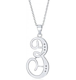 ABC Cubic Zirconia Pave CZ Cursive Script Letter Alphabet Initial Pendant Necklace For Teen Women .925 Sterling Silver Silver...