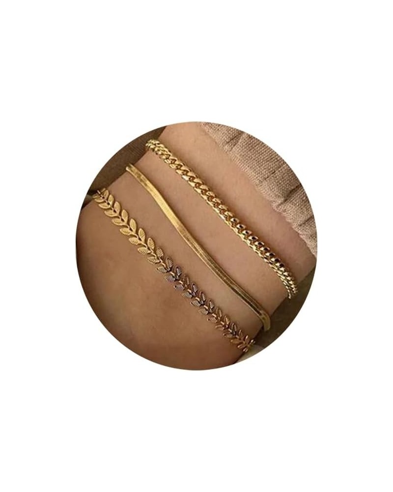 Gold Silver Ankle Bracelets for Women, 14K Gold Anklets for Women Waterproof Cuban Figaro Link Gold Anklet Set Layered Glitte...