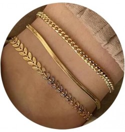 Gold Silver Ankle Bracelets for Women, 14K Gold Anklets for Women Waterproof Cuban Figaro Link Gold Anklet Set Layered Glitte...