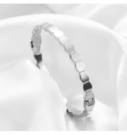 Stainless Steel Hexagon Bee Nest Stye Classic Plain Bangle Bracelet Silver $7.19 Bracelets