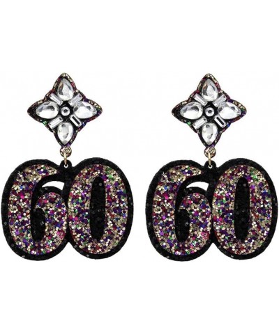 Birthday Glitter Drop Post Earrings - Shimmering, Jewelry, Memorable Milestone, Sparkles 60th/Black $15.33 Earrings