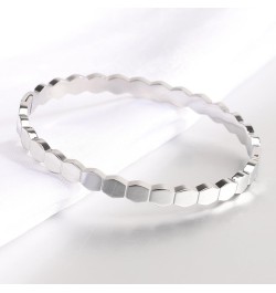 Stainless Steel Hexagon Bee Nest Stye Classic Plain Bangle Bracelet Silver $7.19 Bracelets