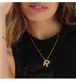 Bubble Letter Necklace Balloon Alphabet Pendant Necklace for Women Gold Balloon Letter Necklace Silver Initial Choker Necklac...