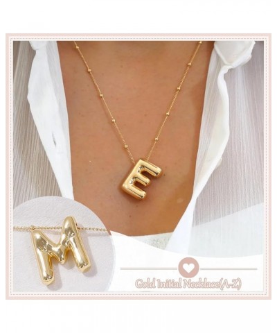 Bubble Letter Necklace Balloon Alphabet Pendant Necklace for Women Gold Balloon Letter Necklace Silver Initial Choker Necklac...