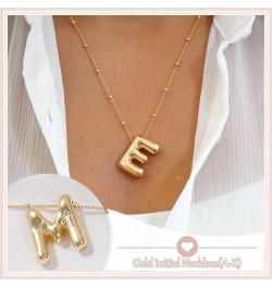 Bubble Letter Necklace Balloon Alphabet Pendant Necklace for Women Gold Balloon Letter Necklace Silver Initial Choker Necklac...