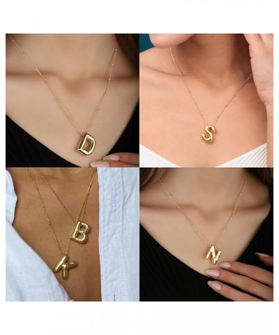 Bubble Letter Necklace Balloon Alphabet Pendant Necklace for Women Gold Balloon Letter Necklace Silver Initial Choker Necklac...