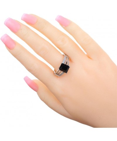 925 Sterling Silver Plated Emerald Cut Filled 10x12mm Amethyst Dainty Hollow Wedding Ring for Women C_Black US7 $4.79 Others