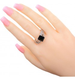 925 Sterling Silver Plated Emerald Cut Filled 10x12mm Amethyst Dainty Hollow Wedding Ring for Women C_Black US7 $4.79 Others