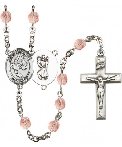 October Birth Month Prayer Bead Rosary with Patron Saint Centerpiece, 19 Inch Saint Christopher Basketball $58.84 Necklaces