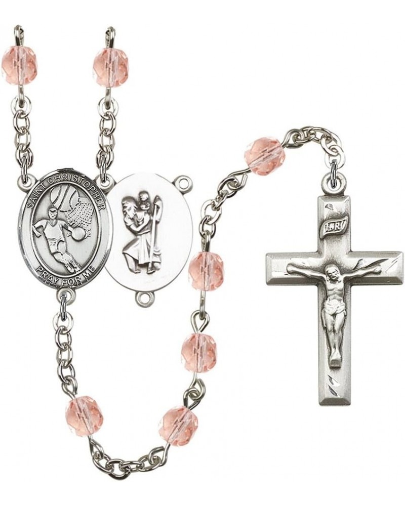 October Birth Month Prayer Bead Rosary with Patron Saint Centerpiece, 19 Inch Saint Christopher Basketball $58.84 Necklaces