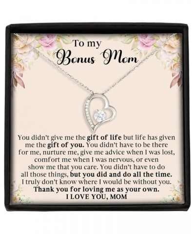 To My Bonus Mom Necklace, Jewelry 925 Sterling Silver, Gift for Mom Mother's Day Birthday from Daughter, Son, Necklace Gift F...