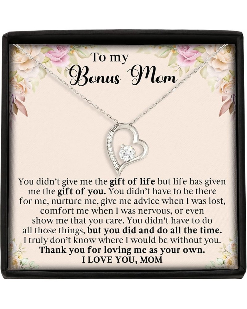 To My Bonus Mom Necklace, Jewelry 925 Sterling Silver, Gift for Mom Mother's Day Birthday from Daughter, Son, Necklace Gift F...