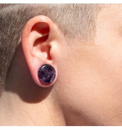 Crystal Stone Plugs | Double Flared Saddle Gauges for Ear Stretching | Amethyst and Turquoise Designs | Beautiful, Balancing,...