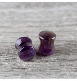 Crystal Stone Plugs | Double Flared Saddle Gauges for Ear Stretching | Amethyst and Turquoise Designs | Beautiful, Balancing,...