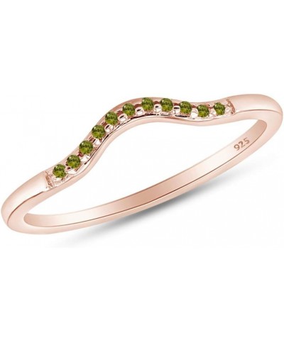 Round Cut Simulated Peridot Curved Wedding Band Ring in 14k Gold Over Sterling Silver rose-gold-plated-silver $22.35 Bracelets