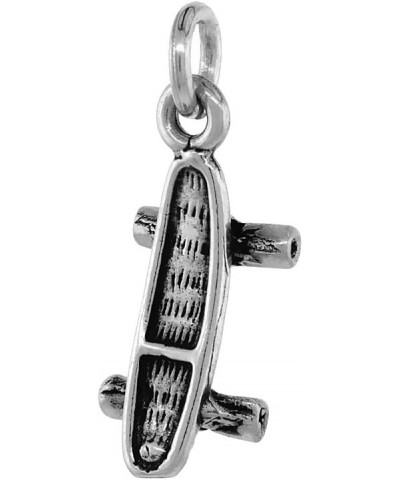 Sterling Silver Skateboard Necklace Antiqued Finish 3/4 inch, 16-30 inch 0.8mm Box Chain 20-inch $13.63 Pendants