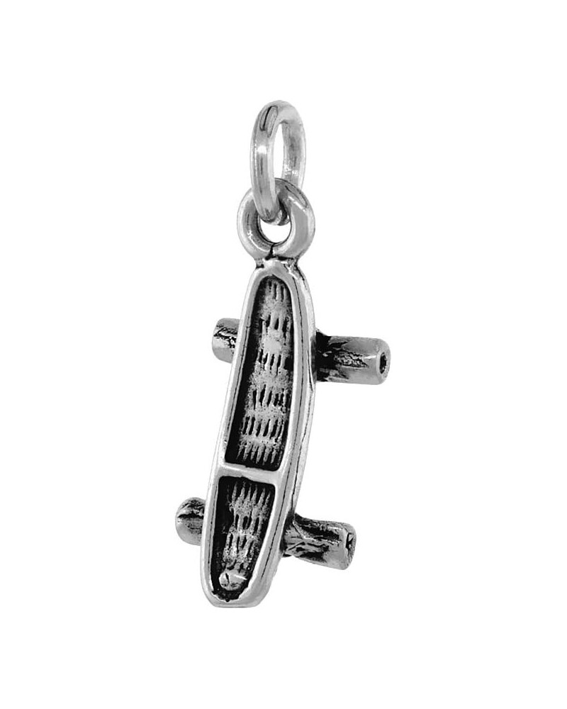 Sterling Silver Skateboard Necklace Antiqued Finish 3/4 inch, 16-30 inch 0.8mm Box Chain 20-inch $13.63 Pendants