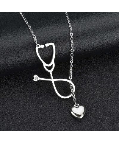 Nurse Stethoscope Necklace Nursing Themed Y Necklace for Women Doctor Nurse Medical Graduation Jewelry Gift Gold $9.68 Necklaces