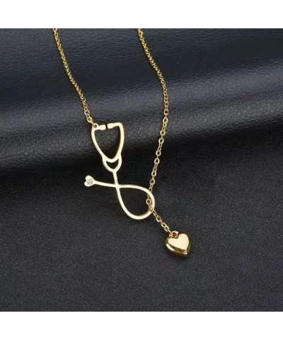 Nurse Stethoscope Necklace Nursing Themed Y Necklace for Women Doctor Nurse Medical Graduation Jewelry Gift Gold $9.68 Necklaces