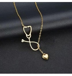 Nurse Stethoscope Necklace Nursing Themed Y Necklace for Women Doctor Nurse Medical Graduation Jewelry Gift Gold $9.68 Necklaces