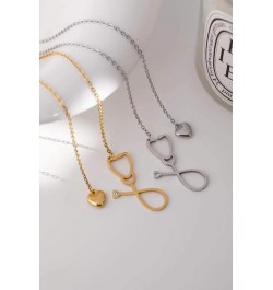 Nurse Stethoscope Necklace Nursing Themed Y Necklace for Women Doctor Nurse Medical Graduation Jewelry Gift Gold $9.68 Necklaces