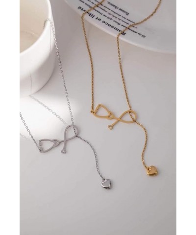 Nurse Stethoscope Necklace Nursing Themed Y Necklace for Women Doctor Nurse Medical Graduation Jewelry Gift Gold $9.68 Necklaces