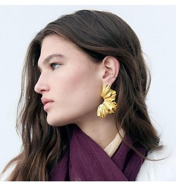 Large Gold Earrings for Women Chunky Gold Flower Earrings Ginkgo Leaf Earrings Irregular Metal Exaggerated Statement Earrings...