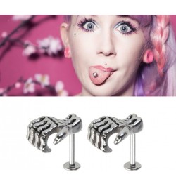 4pcs Skull Labret Piercing Jewelry Pierced Earrings Body Jewlery Zombie Labret Stud Lip Piercing Jewelry Lip Piercing Jewelry...