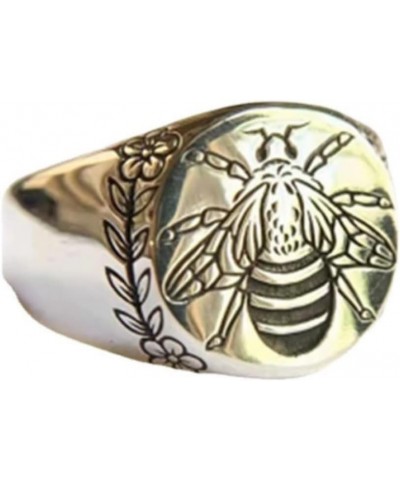 HUKQBUNX 925 Sterling Silver Polished Highly Polished Carved bee Opening Adjustable Ring Fashion Insect bee Ring $9.61 Rings