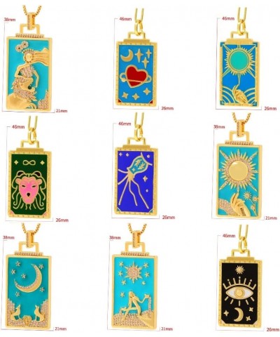 Geometric Big Pendant Necklace Tarot Cards Woman's Jewelry Gold Filled Square Symbolic Necklaces & Pendants Sun Moon Mermaid ...