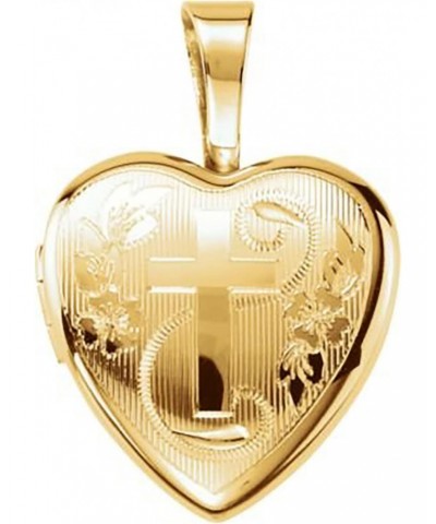 Cross Ladies Heart Locket, Yellow Gold Plated Sterling Silver $16.84 Necklaces