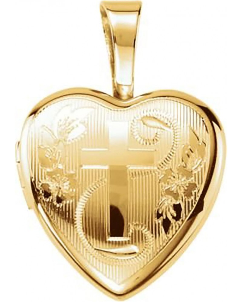 Cross Ladies Heart Locket, Yellow Gold Plated Sterling Silver $16.84 Necklaces