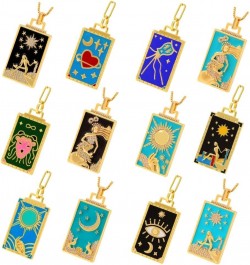 Geometric Big Pendant Necklace Tarot Cards Woman's Jewelry Gold Filled Square Symbolic Necklaces & Pendants Sun Moon Mermaid ...